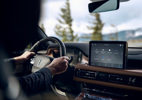The center touch screen in a 2024 Lincoln Aviator® SUV is shown | Stivers Lincoln in Waukee IA