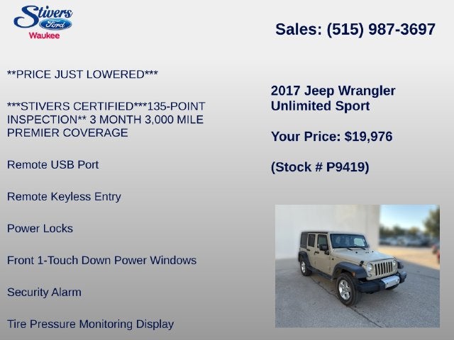2017 Jeep Wrangler Unlimited Sport