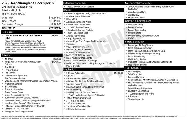 2025 Jeep Wrangler Sport S