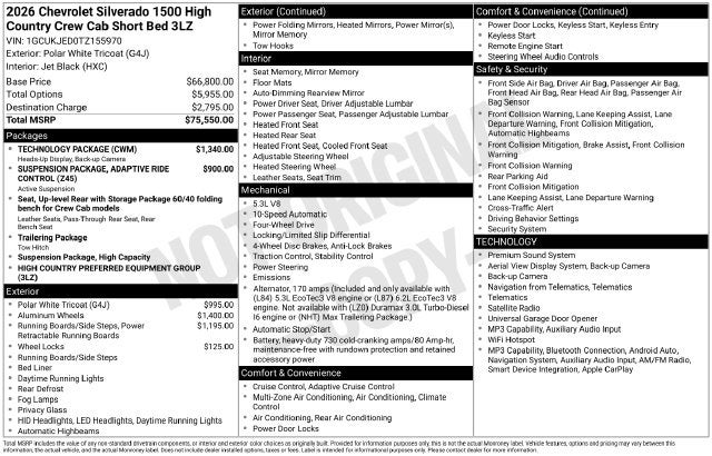 2026 Chevrolet Silverado 1500 High Country