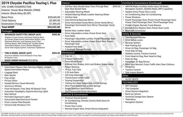 2019 Chrysler Pacifica Touring L Plus