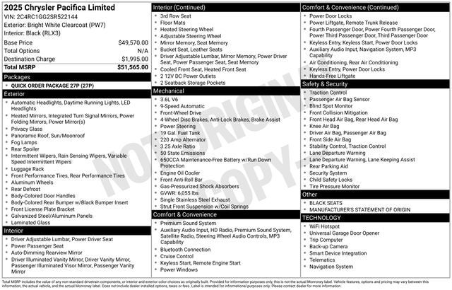 2025 Chrysler Pacifica Limited