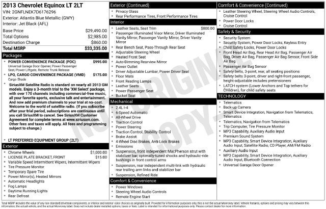 2013 Chevrolet Equinox LT 2LT