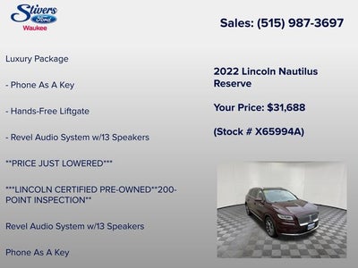 2022 Lincoln Nautilus Reserve
