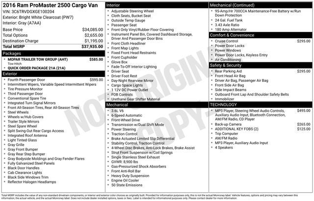 2016 RAM ProMaster 2500 High Roof