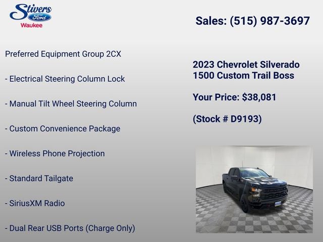 2023 Chevrolet Silverado 1500 Custom Trail Boss