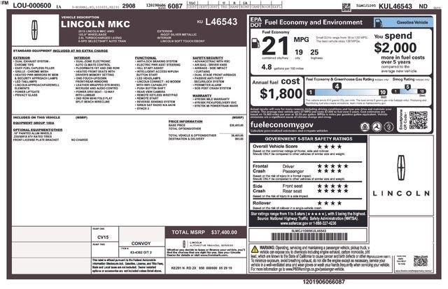 2019 Lincoln MKC Standard