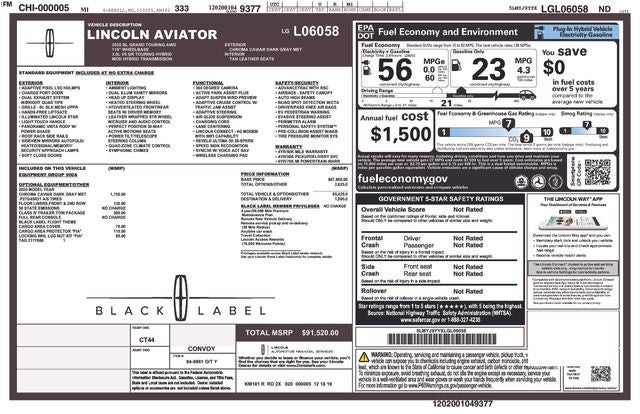 2020 Lincoln Aviator Plug-In Hybrid Black Label Grand Touring