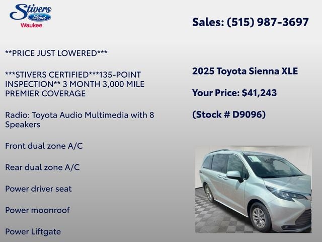 2025 Toyota Sienna XLE 8 Passenger