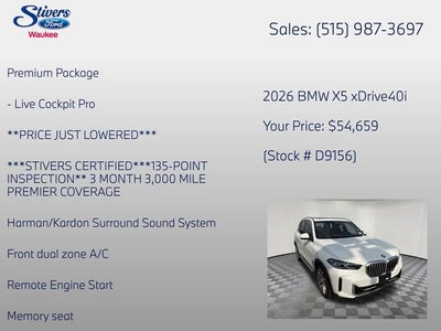 2026 BMW X5 xDrive40i