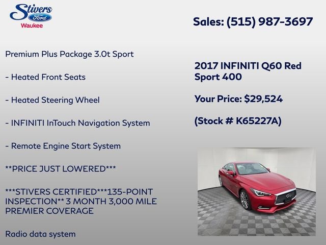 2017 INFINITI Q60 Red Sport 400