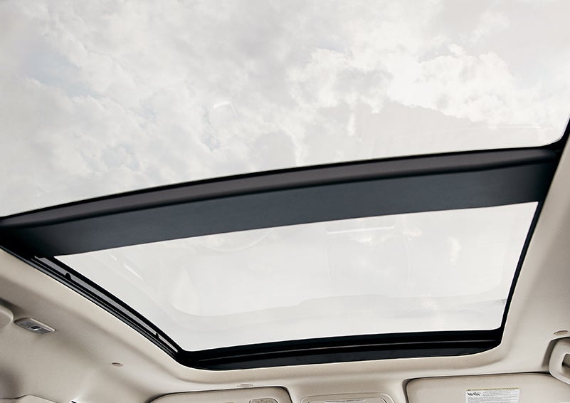 The available panoramic Vista Roof® is shown from inside a 2024 Lincoln Corsair® SUV. | Stivers Lincoln in Waukee IA