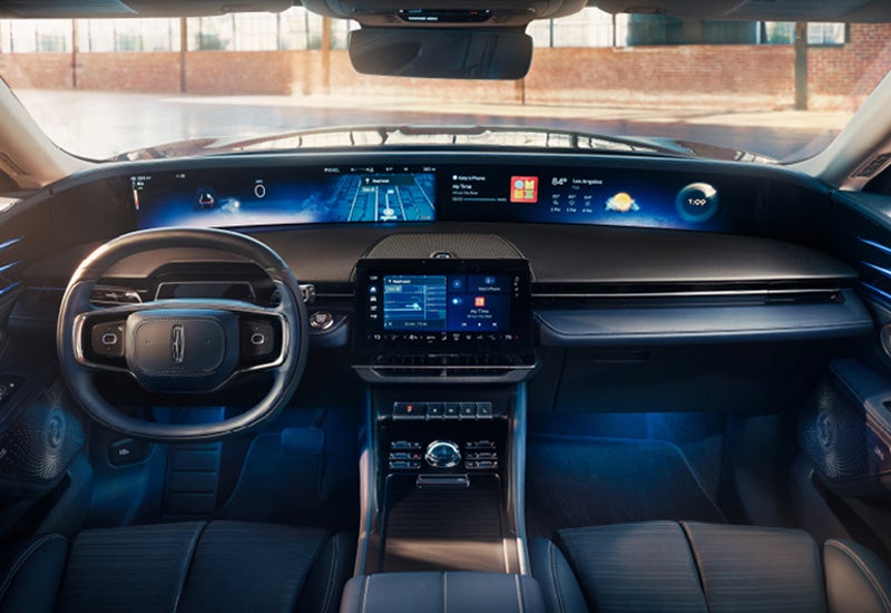 A large panoramic display is shown on the dashboard of a 2024 Lincoln Nautilus® SUV | Stivers Lincoln in Waukee IA
