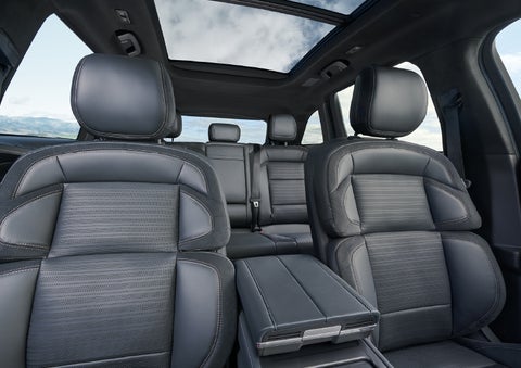 The spacious second row and available panoramic Vista Roof® is shown. | Stivers Lincoln in Waukee IA