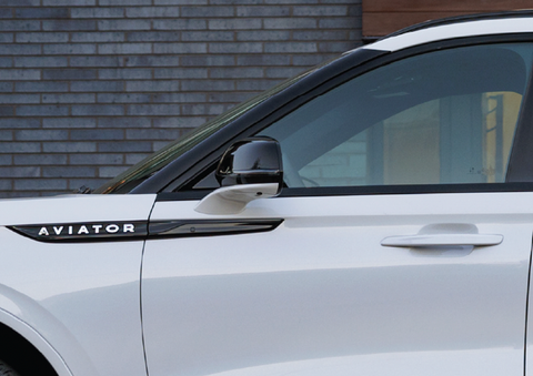 The driver’s door of a white 2025 Lincoln Aviator® SUV is showcased. | Stivers Lincoln in Waukee IA