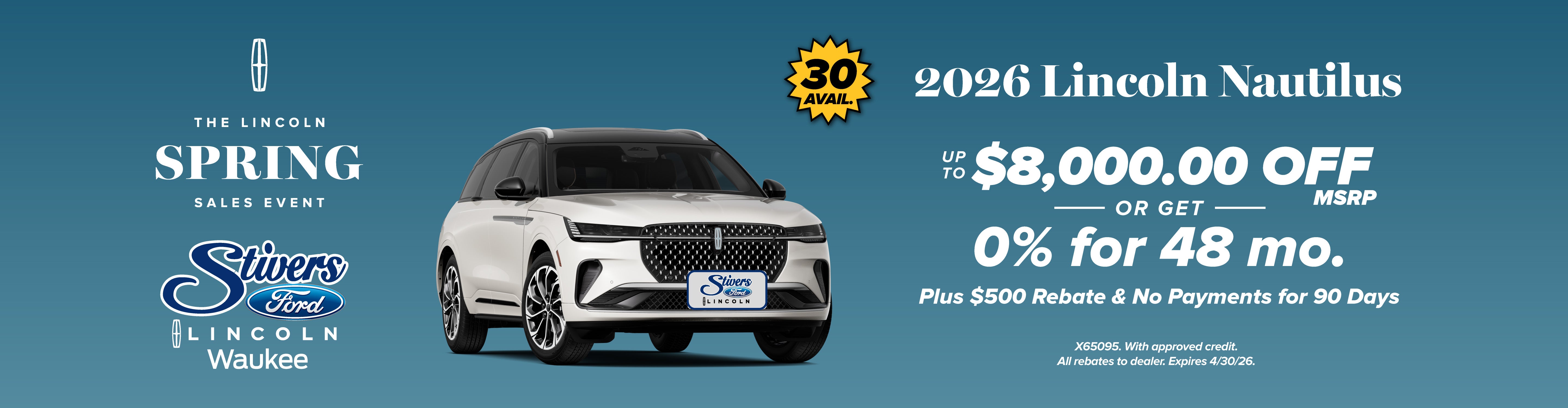 2026 Lincoln Nautilus save up to $8,000 or 0%