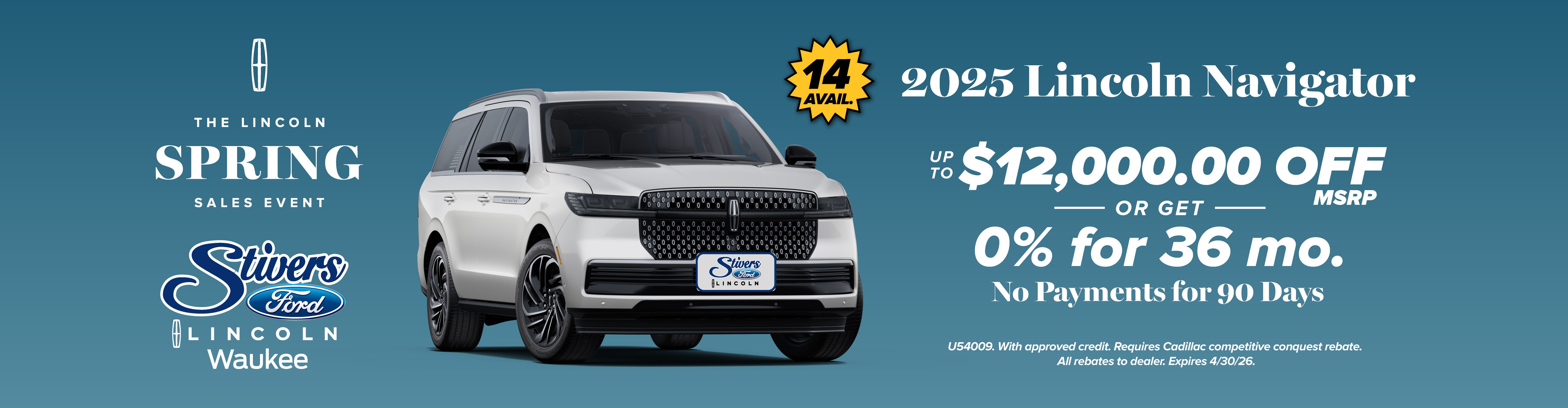 2025 Lincoln Navigator save up to $12,000 or 0%