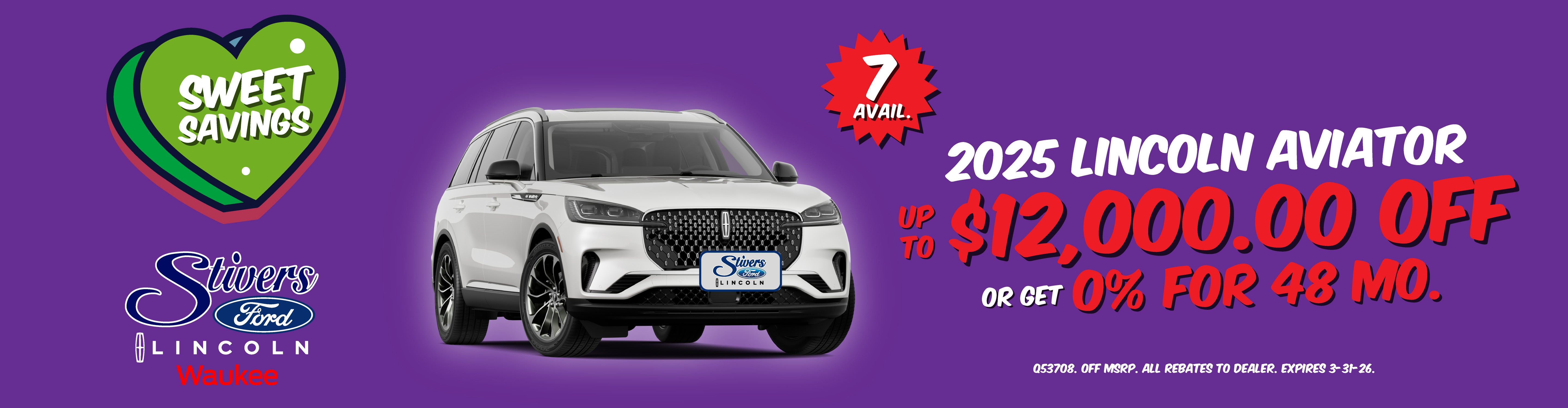 2025 Lincoln Aviator up to $12,000 off or 0% APR