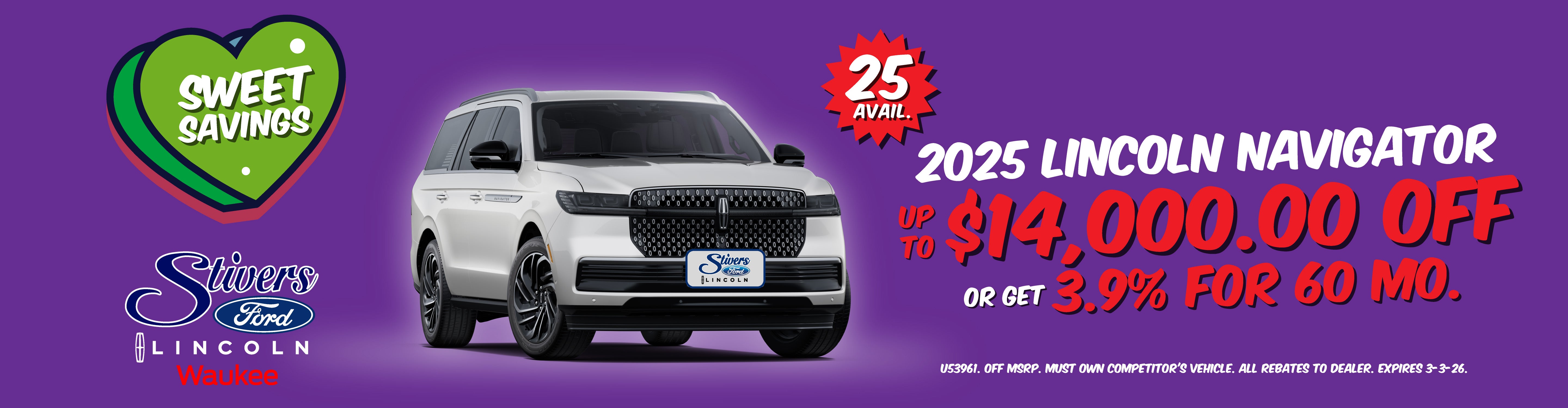 2025 Lincoln Navigator up to $14,000 off or 3.9% APR