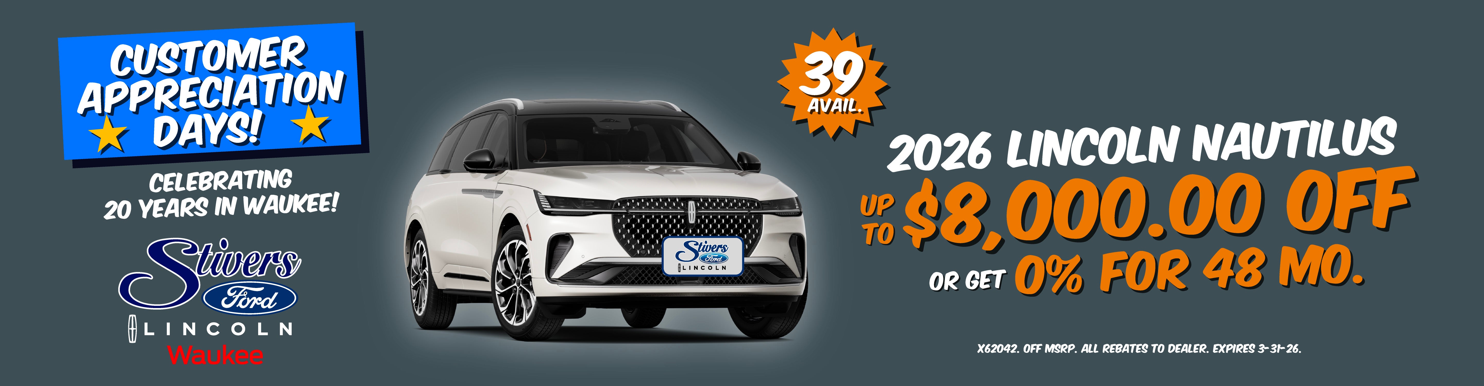 2026 Lincoln Nautilus up to $8,000 off