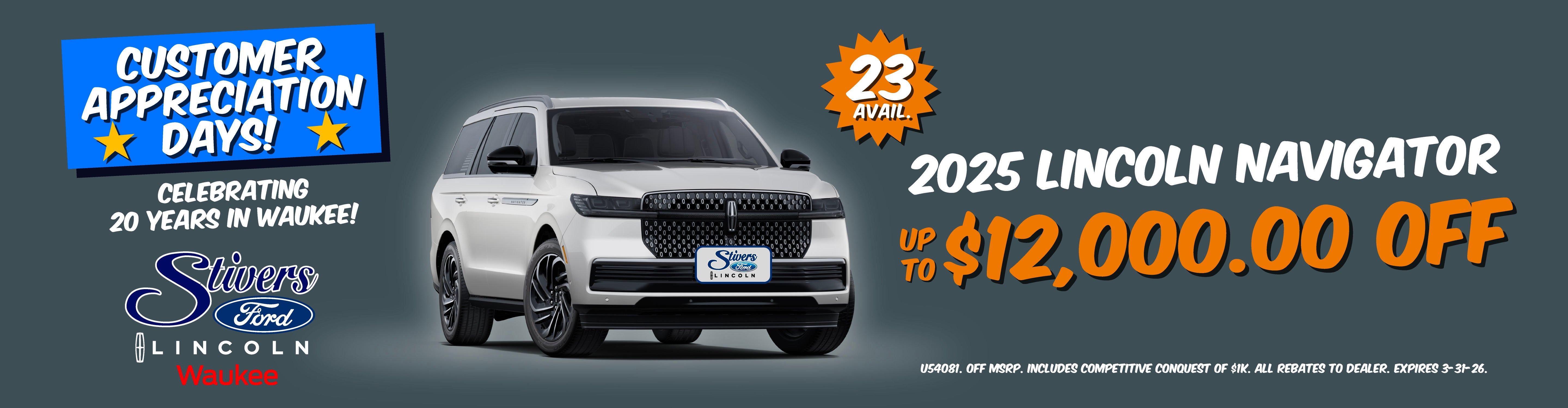 2025 Lincoln Navigator up to $12,000 off